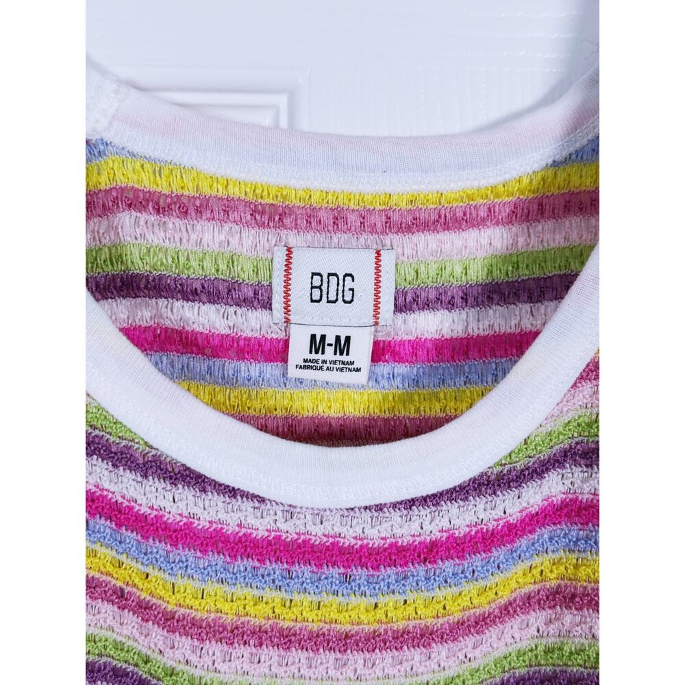 BDG Urban Outfitters Y2K Rainbow Striped Knit Crop Top Medium 90s Retro Dopamine - Picture 5 of 9